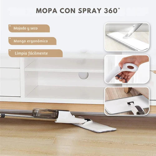 Mopa Con Spray Limpia Rápido y Fácil
