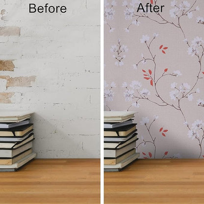 Papel Pared de Lino y Floral con textura 3D