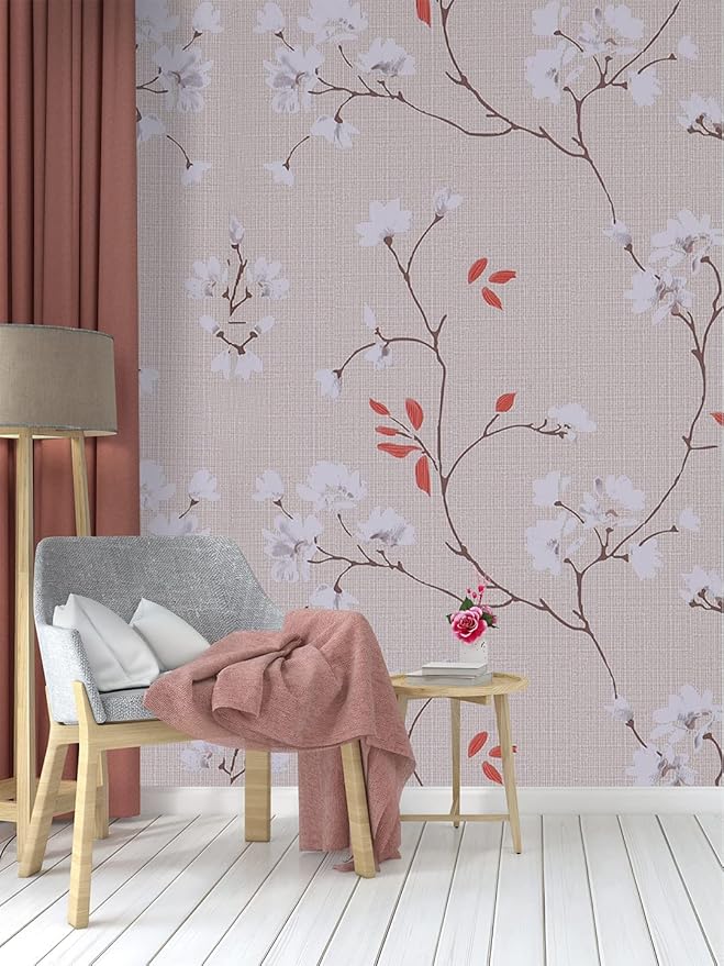 Papel Pared de Lino y Floral con textura 3D