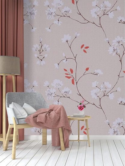 Papel Pared de Lino y Floral con textura 3D