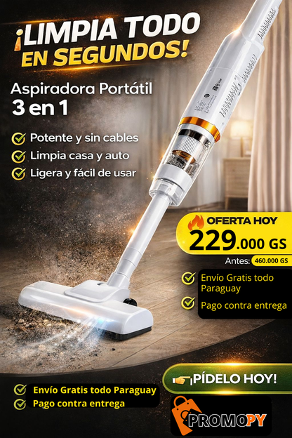 ASPIRADORA PORTATIL INALÁMBRICA MULTIFUNCIONAL 3 EN 1